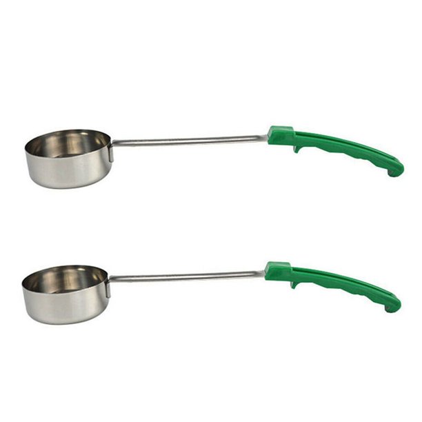2X Cuchara de Salsa para Untar de Pizza Manejar de Goma Cuchara de Cocina de Fondo Plano Cuchara de Cocina de Acero Inoxidable Cuchara de Sopa para Mezclar Y Medir -4 Oz