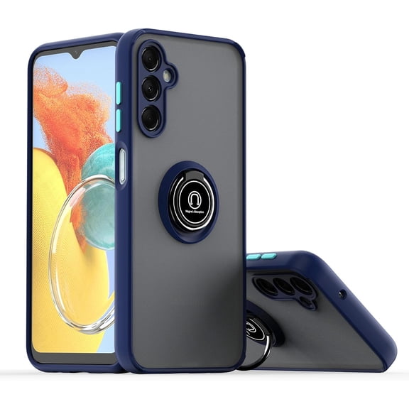 Case for Galaxy A17 5G,Slim Military Grade Car Holder Shockproof Anti-Drop Built-in Ring Holder Magnetic Kickstand Protection Phone Case for Samsung Galaxy A17 5G (Dark Blue)
