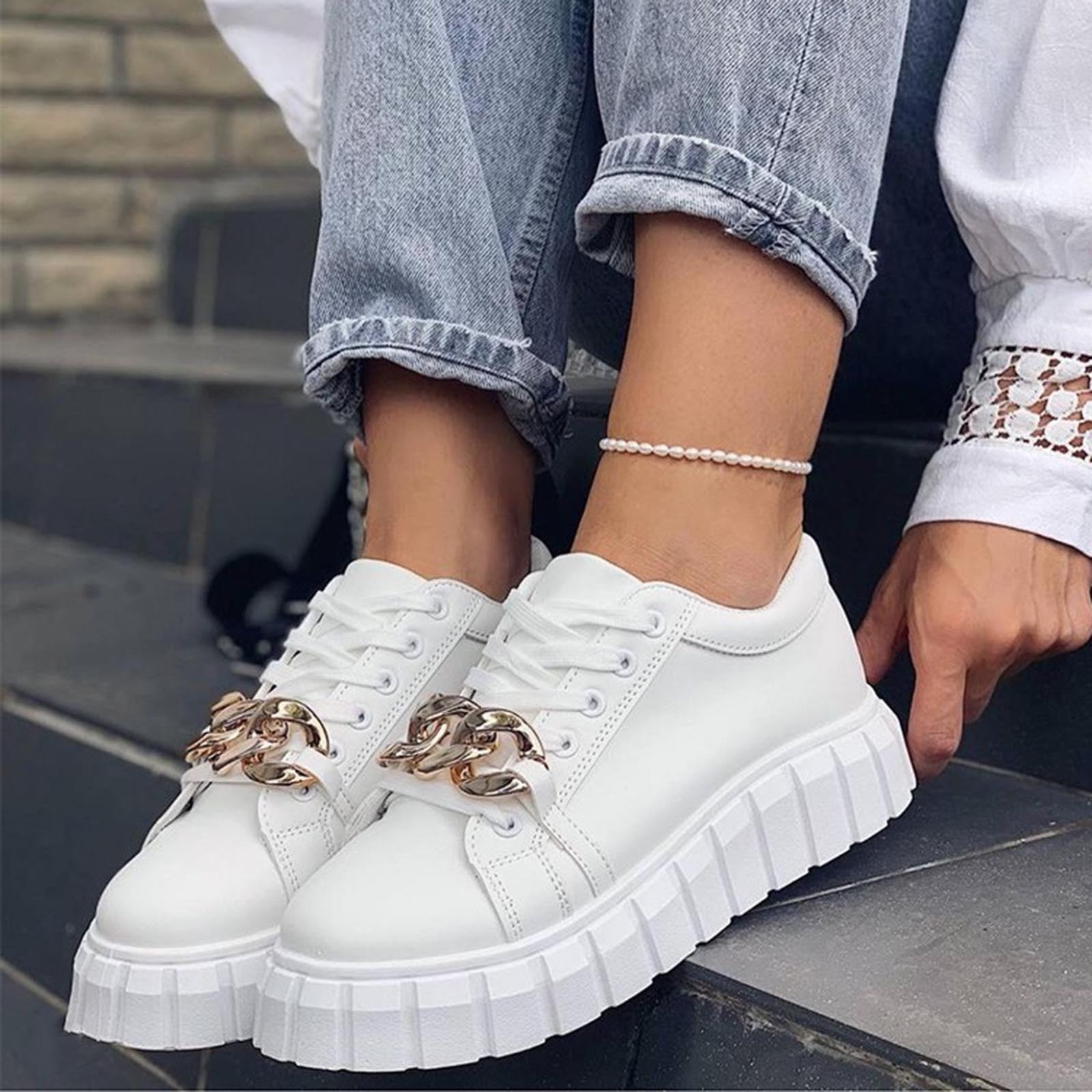DAETIROS Shoes for Women Sneakers Lace-up Casual color Womens Shoes White Size 5.5 - Walmart.com