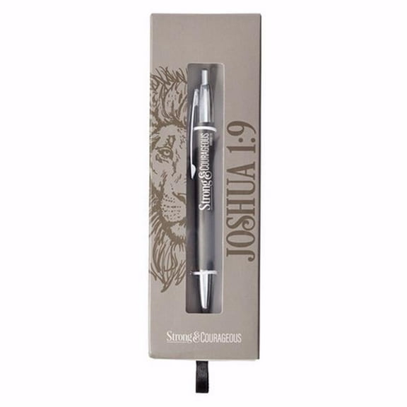 Christian Art Gifts 153993 Strong & Courageous Classic Pen with Gift Box, Gray