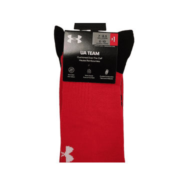 Under Armour, Team Cushioned OTC Socks, Red, Size: Mens 7-8.5 Women's 6-10