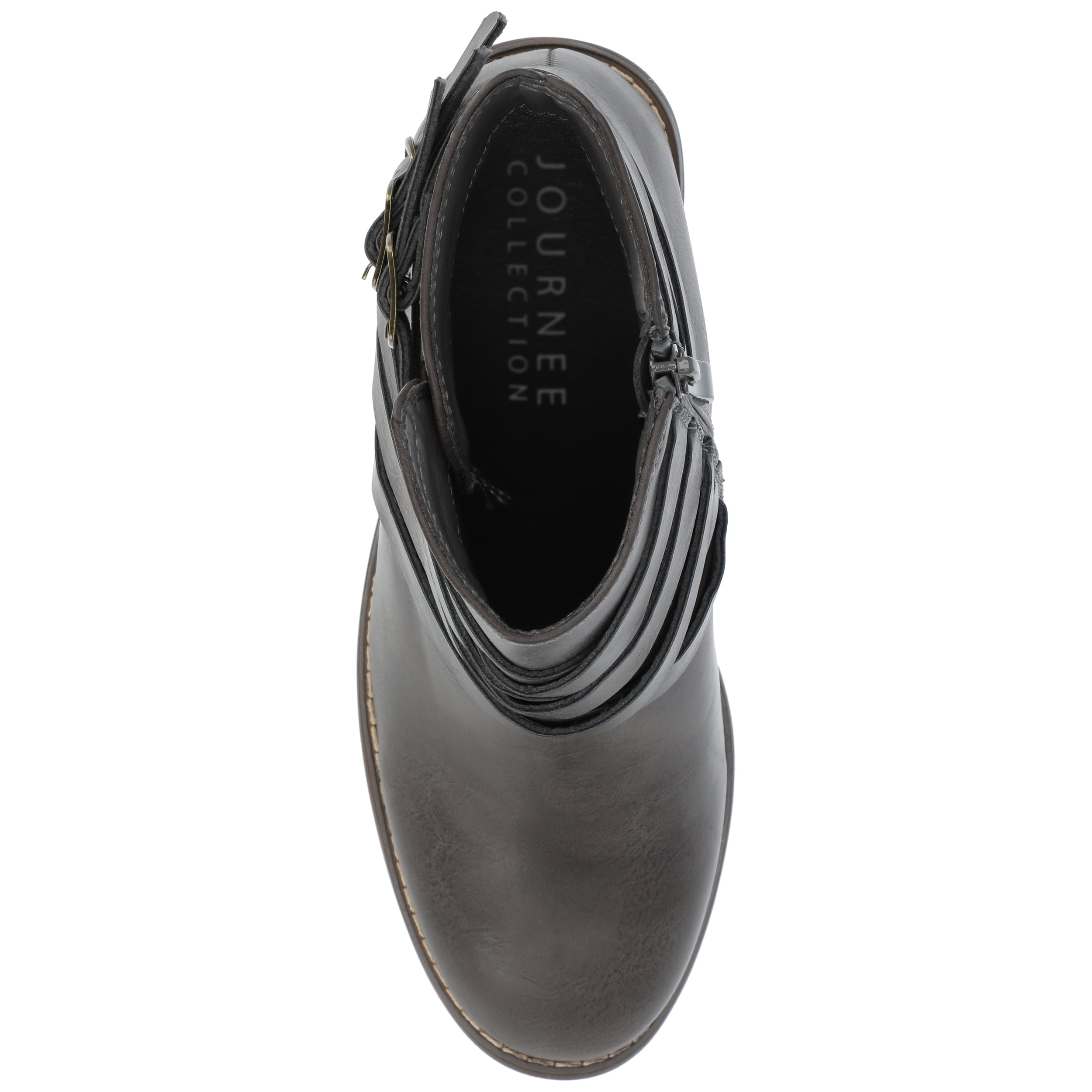 Journee Womens Strap Inside Zip Stacked Heel Booties, Widths Available