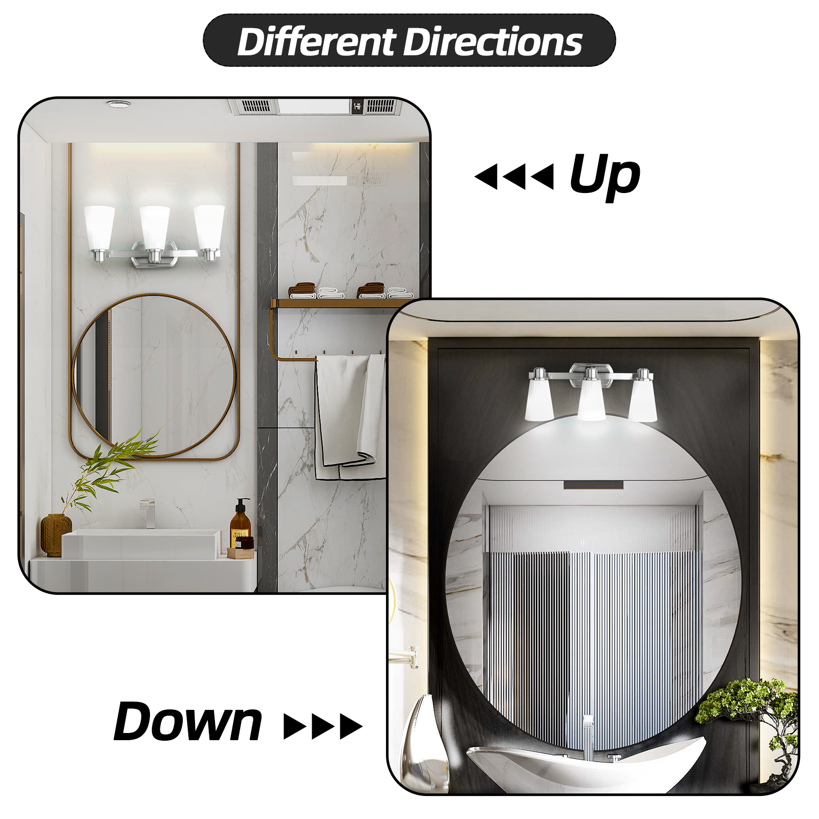 Vanity Lights for Bathroom Lighting Fixtures Over Mirror Sconces Wall Lighting Lamp with Brushed Nickel Finish and Milky Glass Shades.