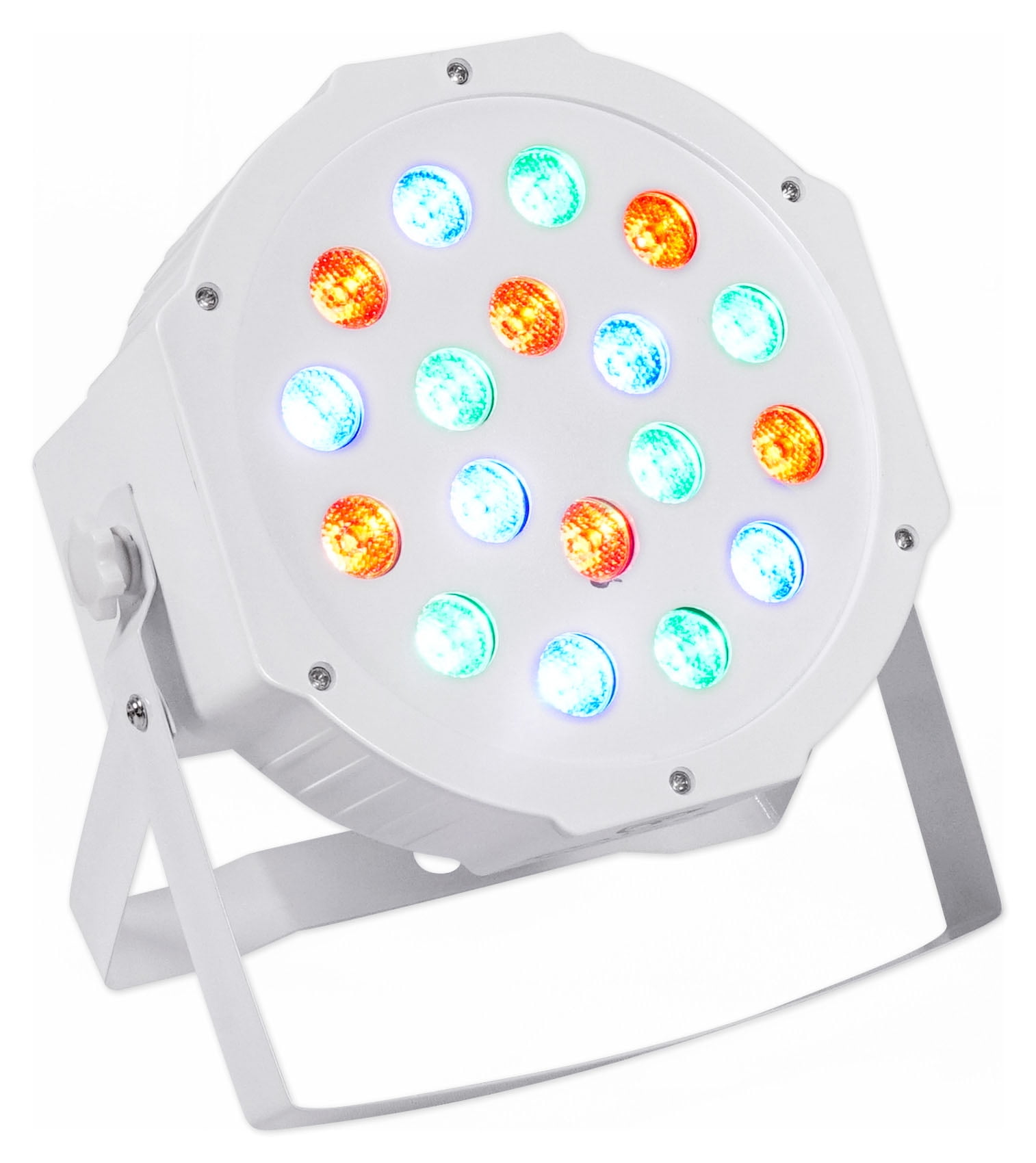 Rockville RockPAR50 White Compact 24W LED RGB Par Can DJ/Club/Stage Wash Light, DMX Control, Daisy-Chain Power, Sound-Activated, for Parties, Weddings, and Live Performances