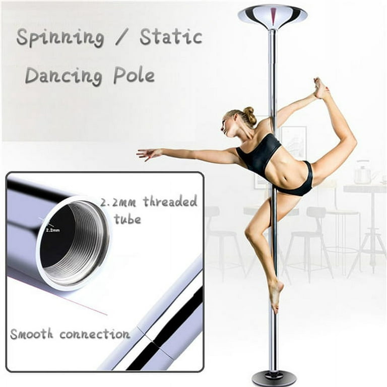 Smilemart Adjustable Dance Pole Portable Stripper Pole Static Spinning Exercise Fitness,Silver, Size: 15.2 x 15.2 x 108.3 inch(LxWxH)