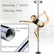 Alden Design Adjustable Portable Dance Pole with Static and Spinning Exercise Fitness Modes, Silver