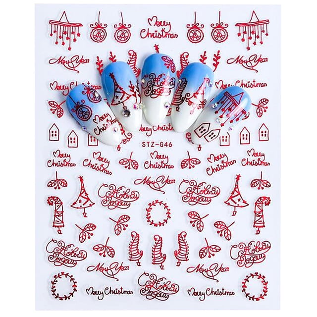 Uñas postizas, uñas postizas, regalos para mujeres, pegatinas de uñas navideñas con forma de copo de nieve y estrella, esmalte de uñas.