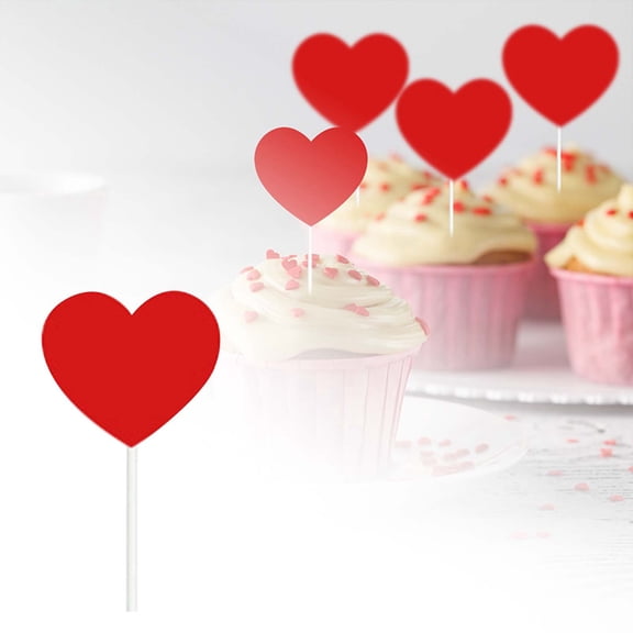12 Pack Red Heart Cupcake Toppers Glitter Love Heart Valentine Cupcake Picks For Valentine'S Day Theme Wedding Engagement Bridal Shower Birthday Party Cake Decorations Supplies
