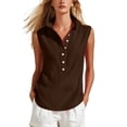 thumbnail image 2 of Noric Women's Cotton Linen Tank Tops Collared Button Up Casual Summer Loose Fit Sleeveless Tops, 2 of 8