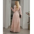 thumbnail image 5 of Women's Long Sleeve Midi Dress Belted Ruched Slit Formal Wedding Guest Dresses, 5 of 9