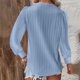 thumbnail image 3 of Blusa de manga larga con cuello en V y volantes para mujer - Camisa elegante con encaje floral y botones, 3 of 5
