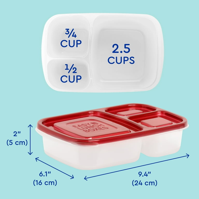 EasyLunchboxes - Bento Lunch Boxes - Reusable 3-Compartment Food