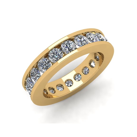 Natural 3.00Ct Round Cut Diamond Channel Set Women's Anniversary Wedding Eternity Band Ring Solid 10k Yellow Gold G-H I1