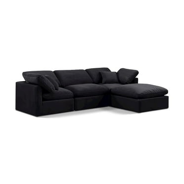 Meridian Furniture Indulge 94" Velvet L-Shaped Modular Sectional in Black