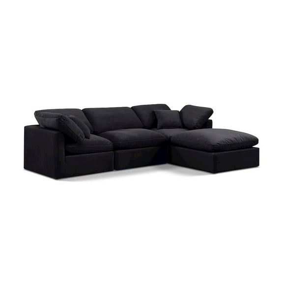 Meridian Furniture Indulge 94" Velvet L-Shaped Modular Sectional in Black