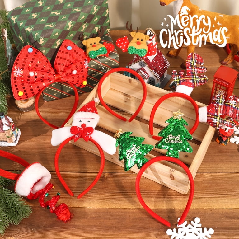 Christmas Holiday Hair Bows Set Santa Reindeer Sequin‎ Festive Accessories Christmas Holiday Hair Bows Set‎ Santa Reindeer Sequin  main image 3