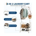 thumbnail image 5 of Home Metal Laundry Cart with Hanging Rack & Storage Shelves | 3-In-1 Rolling Hamper with Wheels for Clothes, Towels and Toys | Space Saving Organizer for Small Apartment/Bathroom, 5 of 7