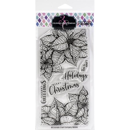 UPC: 0810043853934 | Colorado Craft Company Clear Stamps 4 X8 -Slimline Poinsettias-Big & Bold
