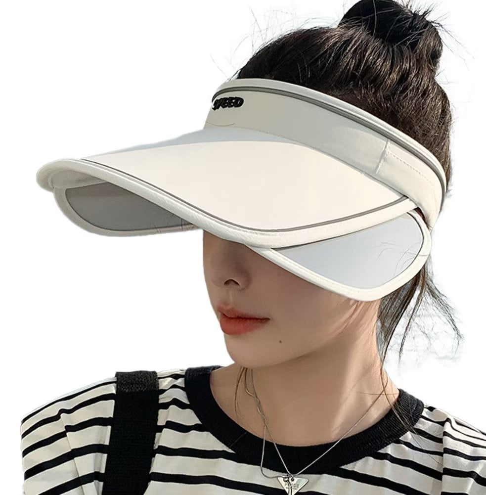 Sun Visor Hat for Women with Retractable Brim UV Protection Wide Brim