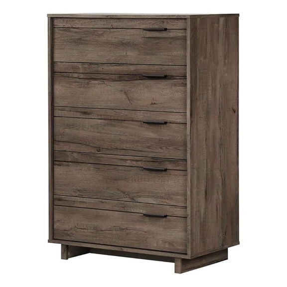 Pemberly Row Contemporary Five Drawers Wood Chest in Fall Oak
