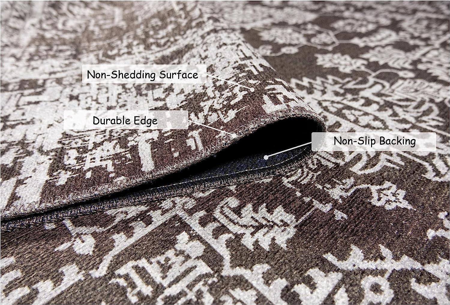 Gloria - Door mat Washable Rug Runner Low Profile Persian Washable Rugs Non Slip Rugs for Living Room Light Weight Outdoor Mat