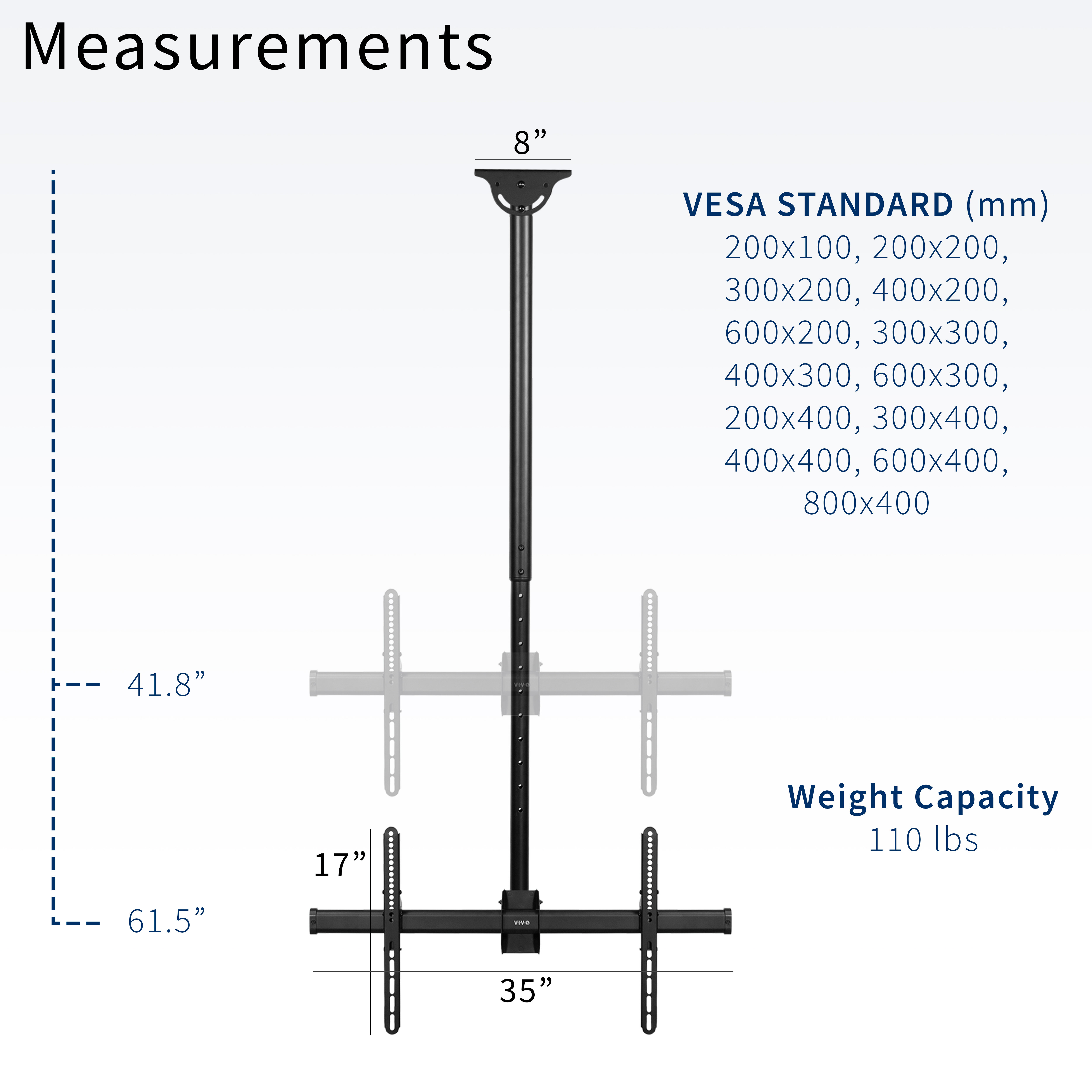VIVO Extending Ceiling TV Mount for 37 to 90 inch Screens, 5ft Pole