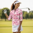 thumbnail image 4 of Uorisanigo Pink Ribbon Women's Dry-Fit Golf Polo Shirts Comfortable Versatile Women's 3/4 Sleeve Athletic Golf Shirts Casual Fashionable Workout Tops Stylish Pullover Workout Sports, 4 of 7