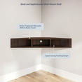 thumbnail image 4 of BELLEZE Modern Floating Wall Mounted Corner Shelf, 47" TV Console With Three Shelves And A Cable Cutout, Space Saving Decorative Media Corner Storage - Russel (Espresso), 4 of 7