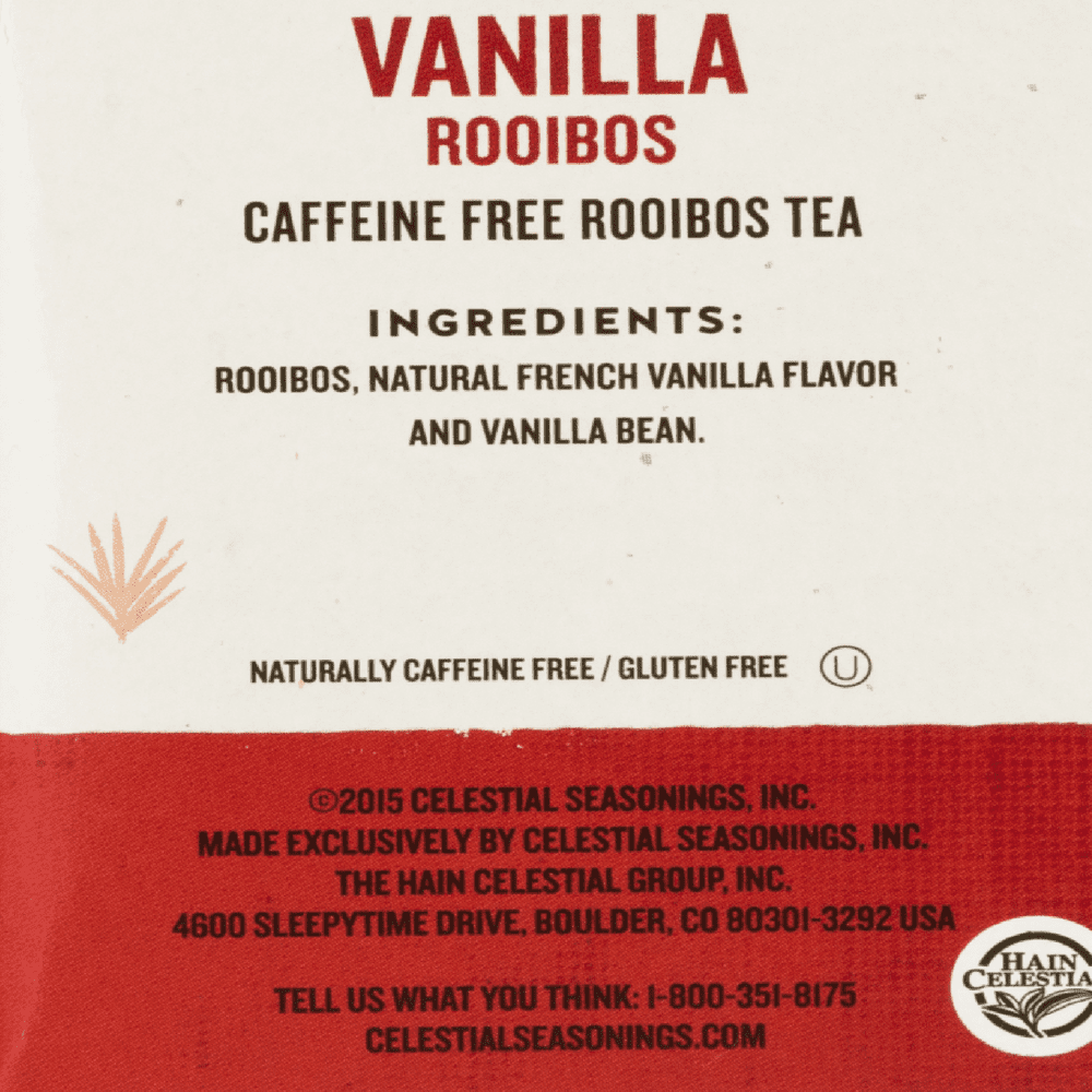 Celestial Seasonings Madagascar Vanilla Rooibos Tea, 20 Ct Tea Bags (Pack of 4)