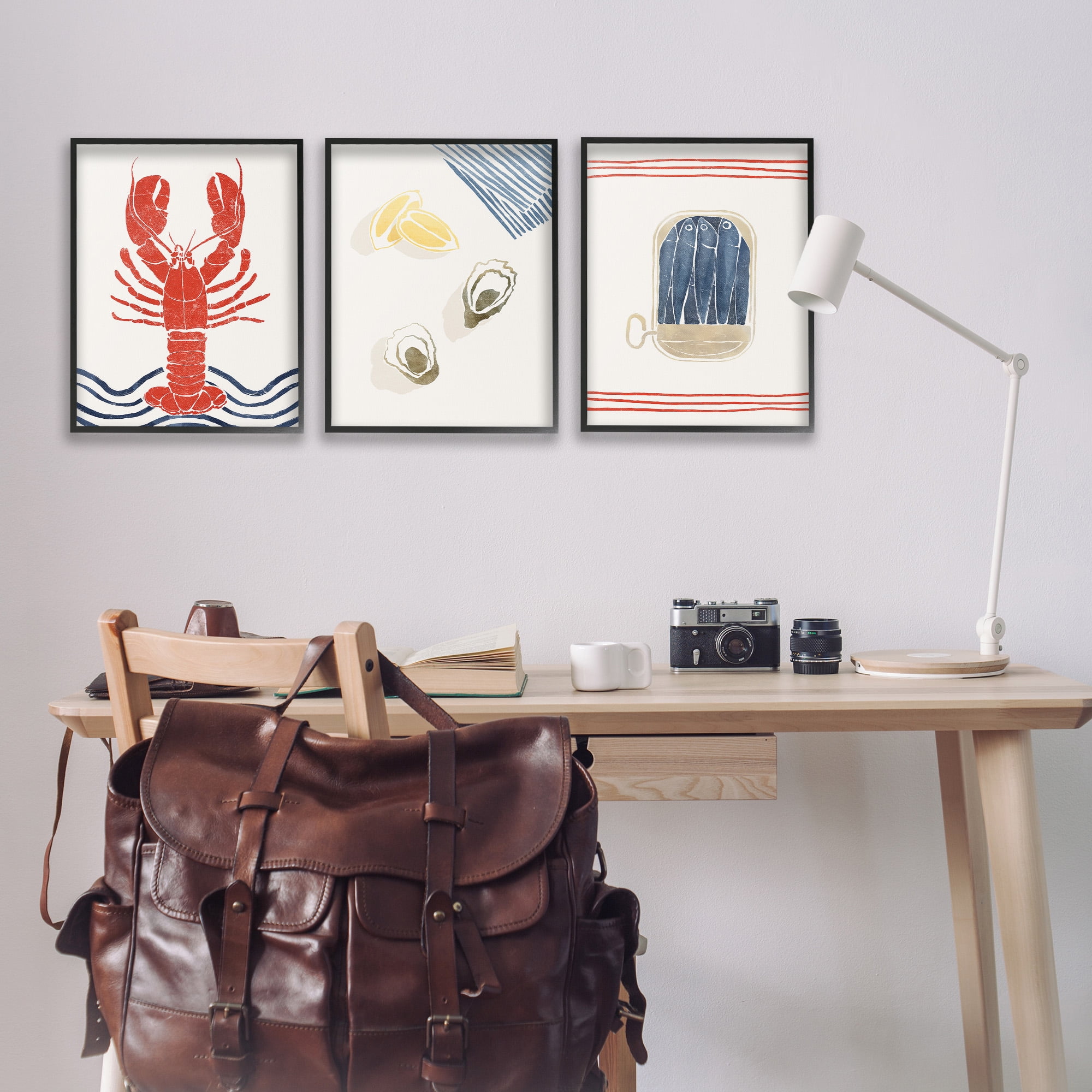 Stupell Industries Abstract Ocean Life Animals & Insects Painting Black Framed Art Print Wall Art, 16 x 20, Set of 3