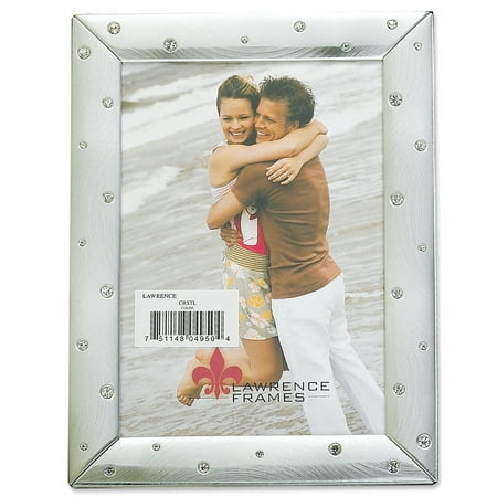 brushed silver 8x10 metal picture frame decorated with crystals