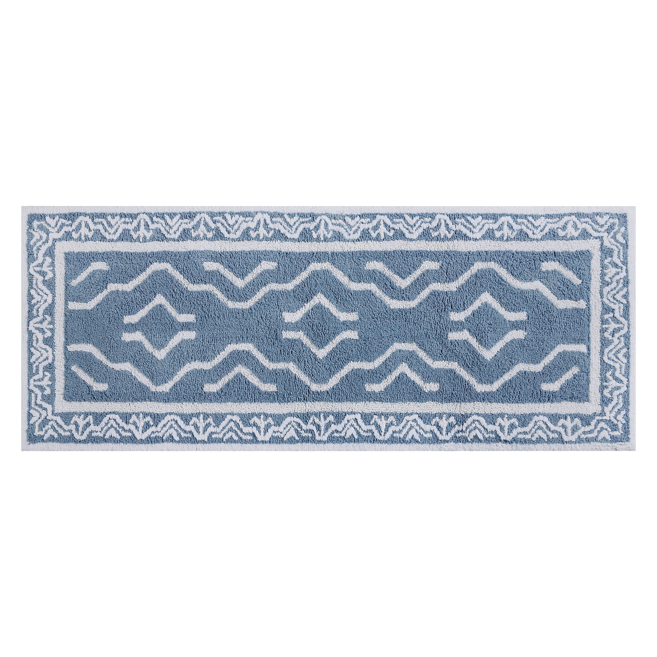 Better Homes & Gardens Dagali Oushak Bath Runner Rug, Blue Silver & White, 24" x 60"