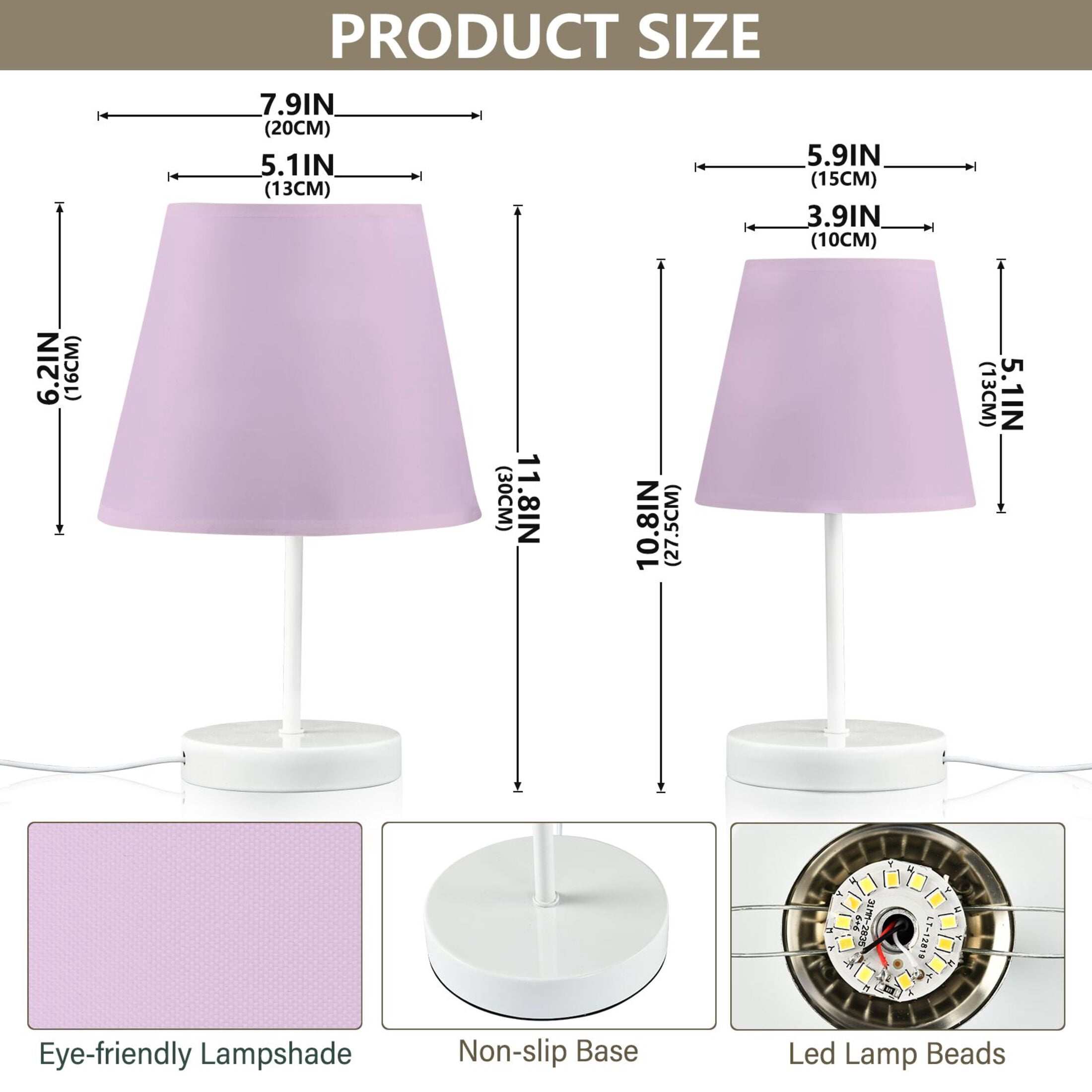 Taro Purple Desk Lamp LED Table Nightstand Lamps with 3 Color Temperatures for Home Bedroom Living Room Decor 6x11