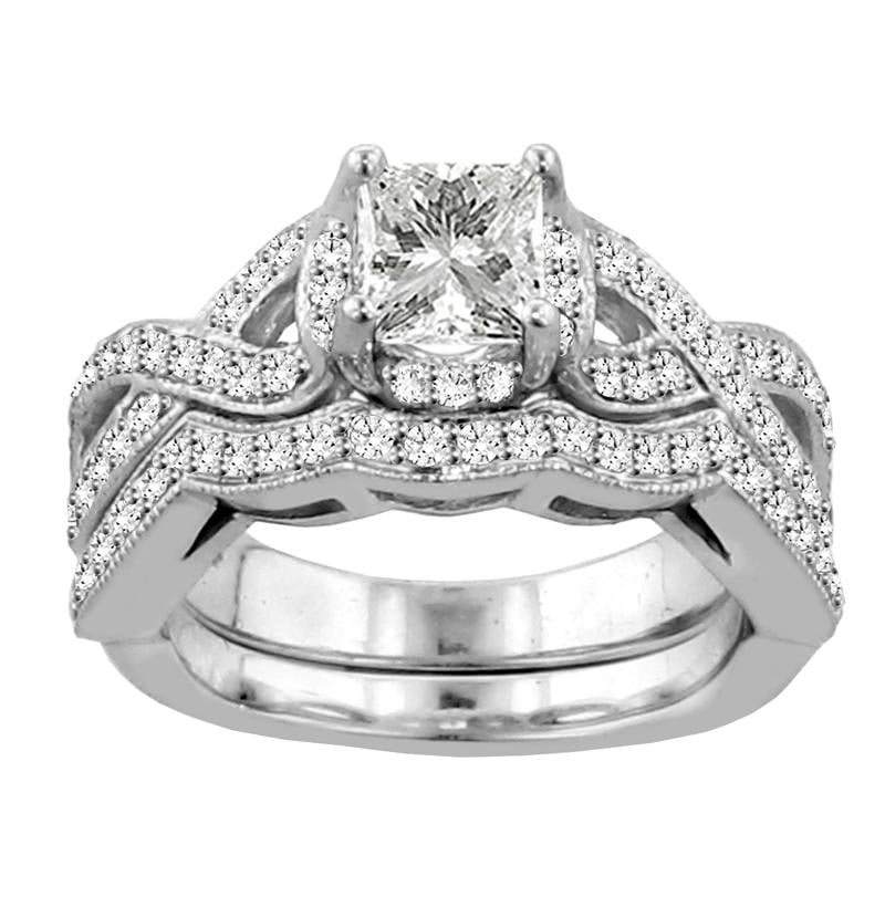 1.40 CT White Cushion Cut Art Deco White Gold Over Engagement Wedding Ring 