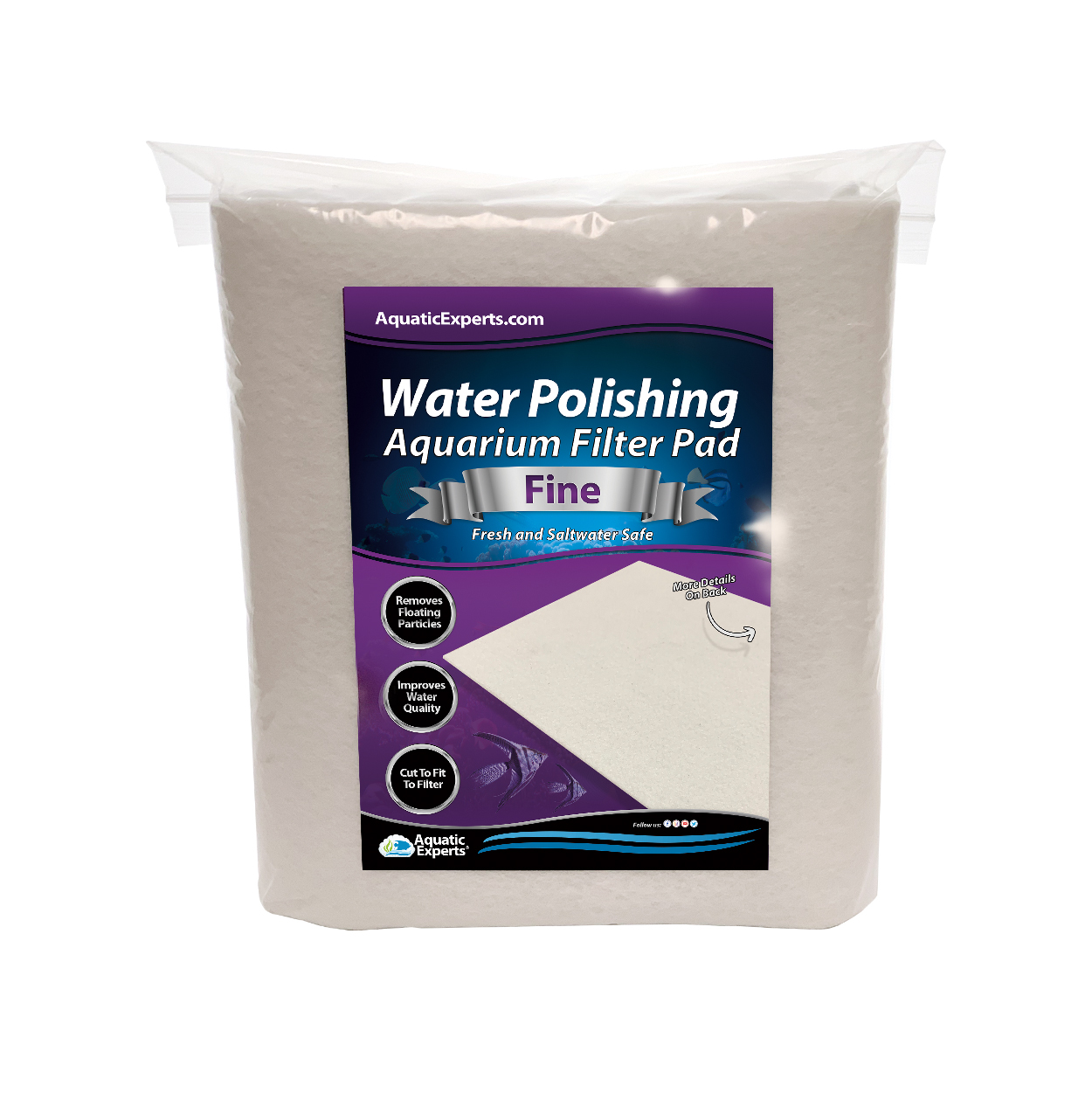 Polishing Aquarium Filter Pad 50 Micron 24" X 36" X 1/8" 1 Pack