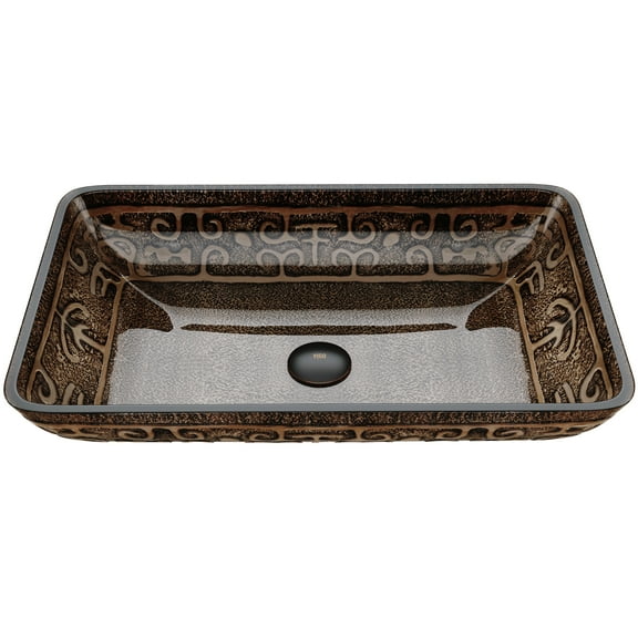 VIGO Donatello Golden Green Glass 22 in. L x 15 in. W x 5 in. H Rectangular Vessel Bathroom Sink