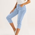 thumbnail image 6 of Bloomae Jean Capri Pants for Women Stretch High Waisted Ripped Skinny Jeans Stretchy Denim Capris Cropped Jeggings with Pockets Light Blue XXL, 6 of 9