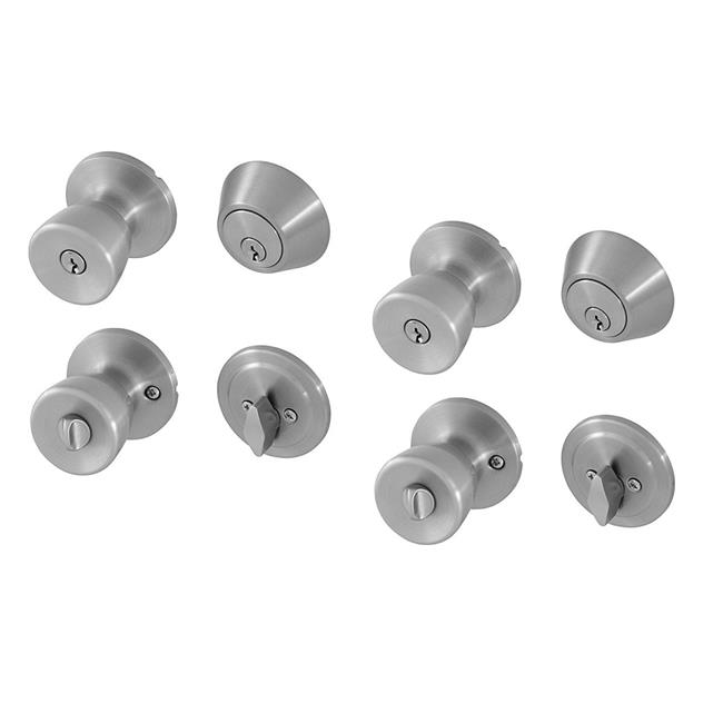 World & Main 83845 Entry Door Knob & Deadbolt Tulip Lock, Satin Nickel