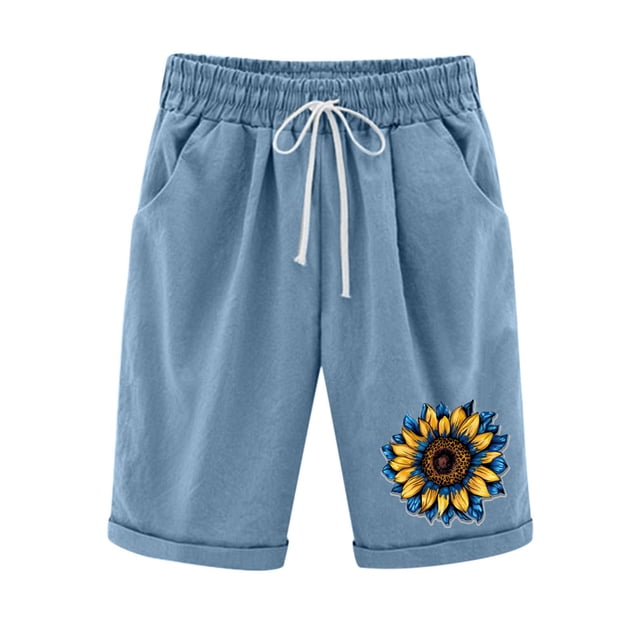 Mujeres Pantalones Cortos Casual Estampado Elástico de la Cintura Medio Pantalones Cortos, Casual con Bolsillos para el Uso Diario