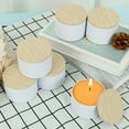 thumbnail image 5 of Jokapy 3" White Tabletop Metal Candle Holder with Wood Lid, Set of 12, 5 of 11