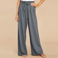 thumbnail image 3 of Pantalones de piernas anchas para mujer con cintura elástica, cinturón de lazo, pantalones larg Irfora Pantalones de mujer, 3 of 5