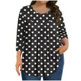 thumbnail image 2 of Blmnix Polka Dot Back to School Teacher Shirts V-Neck Flowy Black Business Casual Tops for Women Classic 3/4 Sleeve Tees, 2 of 6