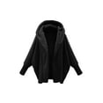 thumbnail image 5 of Women'S Solid Color Long-Sleeved V-Neck Hooded Jacket Casual Loose Plush Buttonless Jacket Black XXL, 5 of 7