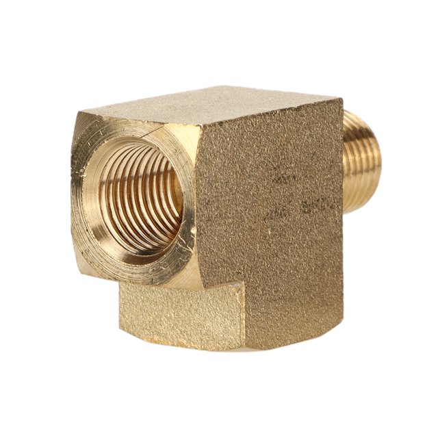 Elbow Brass Pipe Adapter, Solid 3 Way Brass Pipe Fitting 1000PSI Anti-Corrosion Durable 1/8in NPT Male Thread For Auto Modification