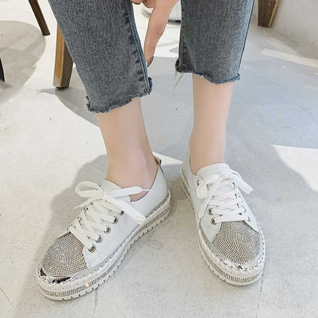 Cameland Mocassins Plats pour Femmes Grande Taille avec Strass et Couleurs Assorties