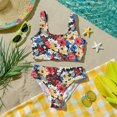 thumbnail image 6 of CCRFTGI Swimsuits for Child Girls Size 7-8 Two Piece Sets Swimming Girls Bikini Beach Vacation Bathing Suits Cute Summer Floral Print Girls Clothes Tankini Swimsuits Swimwear Blue 5-6 Years, 6 of 9