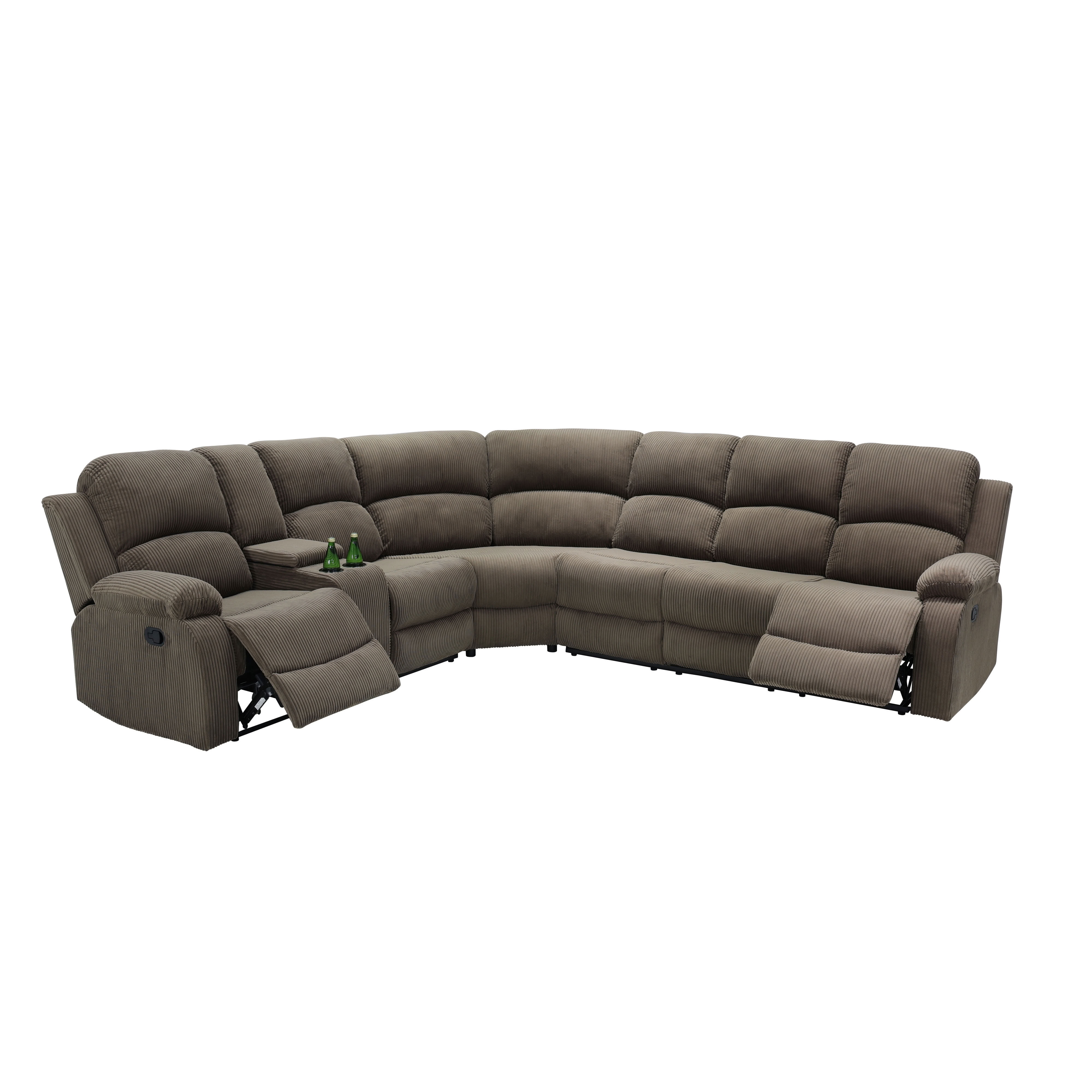 MAYEERTY Power Reclining L-Shaped Sectional Sofa, Recliner with Console Storage & USB Charging, 110-115° Adjustable Backrest for Living Room
