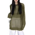 thumbnail image 2 of HBFAGFB Chandails à Manches Longues pour Femmes Col Rond Chandail en Maille Hauts Tendance Blouse Verte Taille Unique, 2 of 6