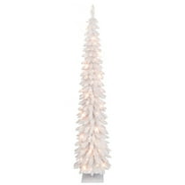Puleo International  7 ft Pre-Lit Flocked White Artificial Alpine Pencil Tree