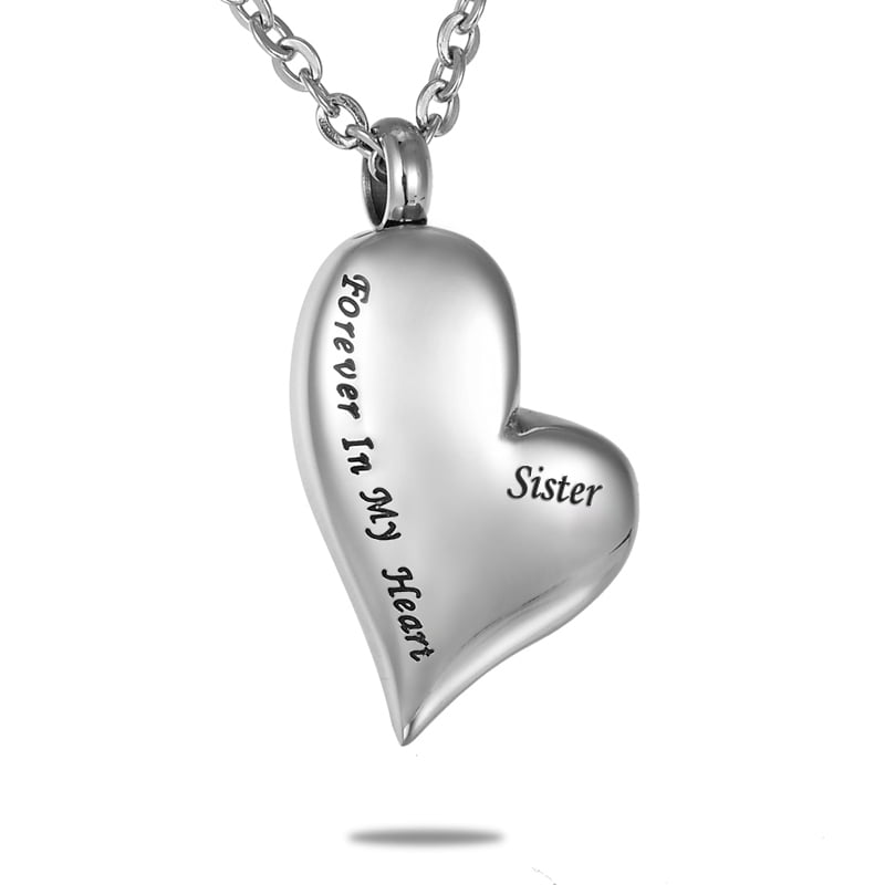 AMIST Cremation Necklace Dual-Ring No Longer My Side Forever in My Heart Urn Necklaces Ashes Mom Sister Grandma Aunt Wife Cremation Jewelry